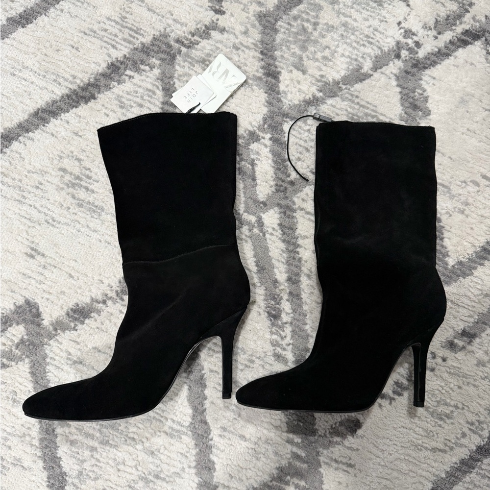 Zara Black Heeled Boots